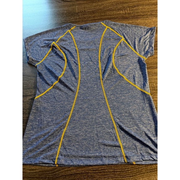 The North Face Women's Short Sleeve Athletic Top Blue Yellow Seam Detail XL - Picture 5 of 7